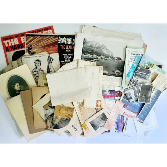 HUGE Bulk Ephemera Lot Of 150 Pcs Victorian Vintage Photos Maps Ads Movie INVRMZ - Picture 2 of 15